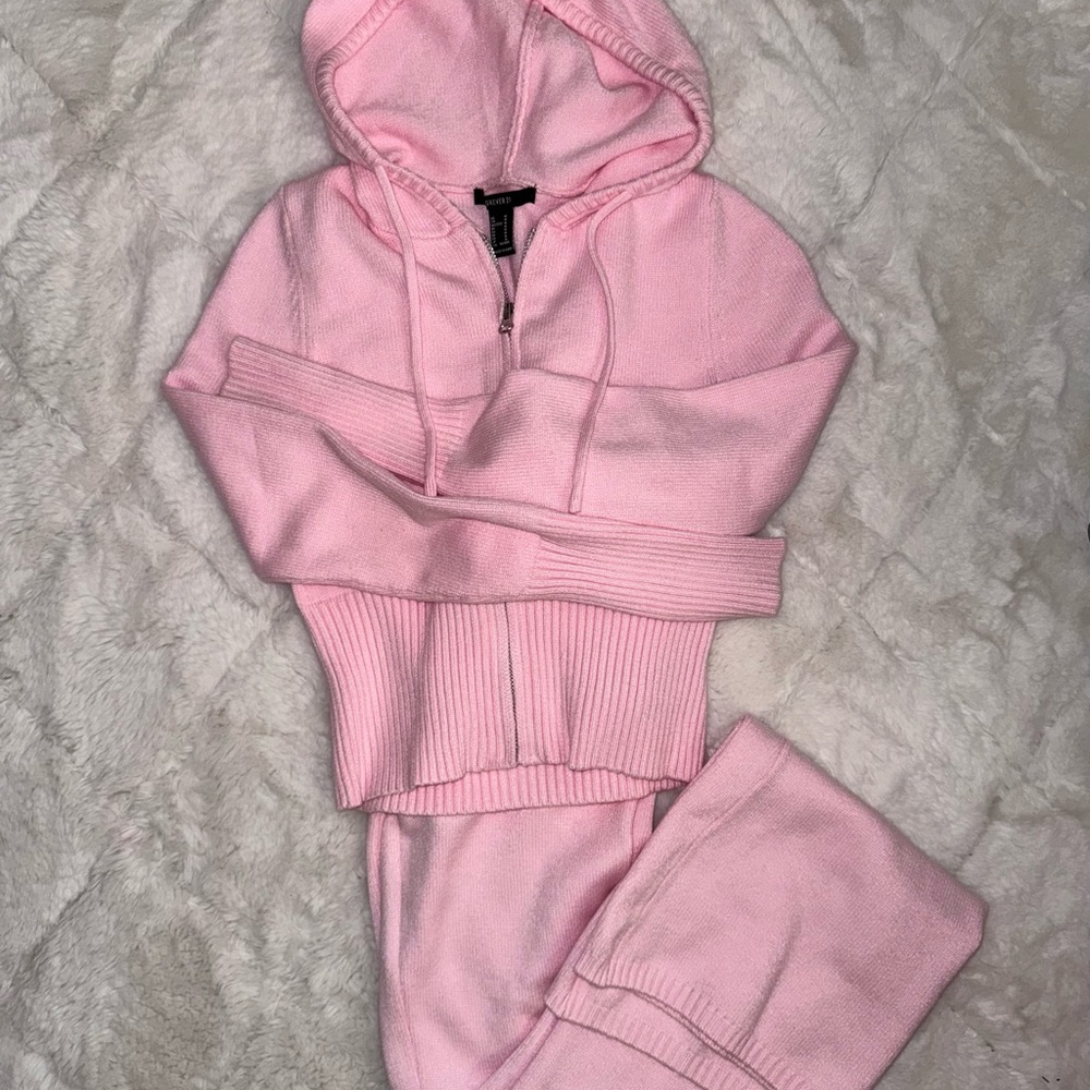 Pink Hoodie and Sweatpants Set